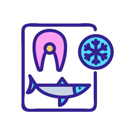 cutting herring and freezing steaks icon vector. cutting herring and freezing steaks sign. color symbol illustrationのイラスト素材