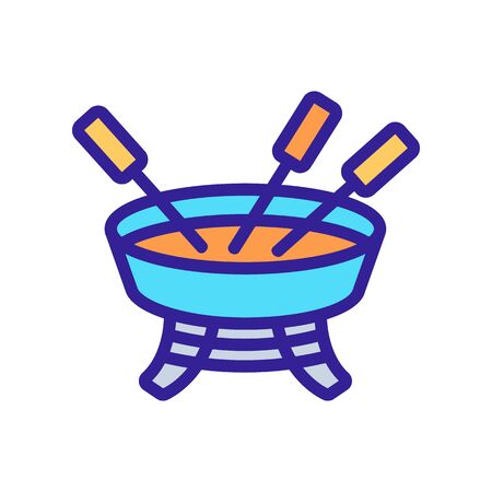 fondue with forks and skewers icon vector. fondue with forks and skewers sign. color symbol illustrationのイラスト素材