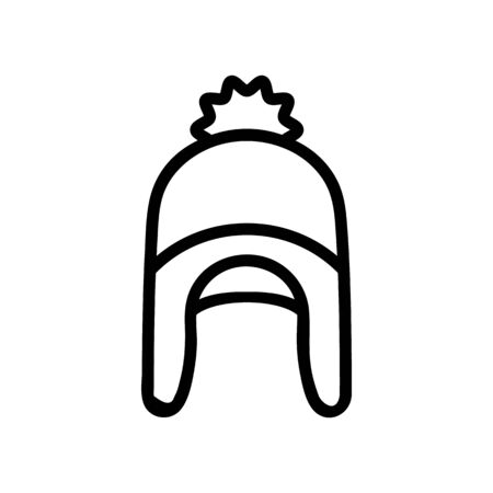 hat with ear flaps icon vector. hat with ear flaps sign. isolated contour symbol illustrationのイラスト素材