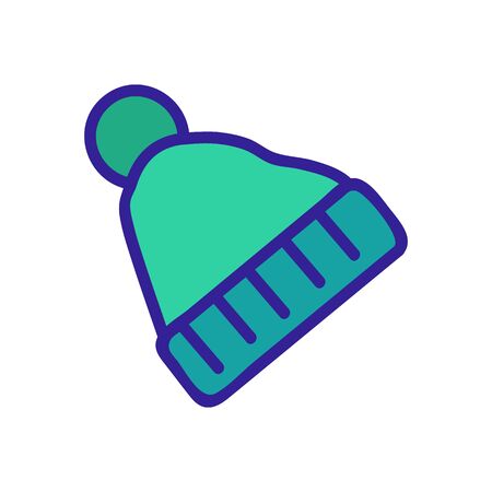 hat with pompom with horizontal lapel stripes angled view icon vector. hat with pompom with horizontal lapel stripes angled view sign. color symbol illustrationのイラスト素材