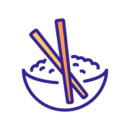 chopstick and rice in bowl icon vector. chopstick and rice in bowl sign. isolated color symbol illustrationのイラスト素材