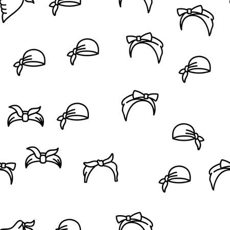 Bandana Hats Vector Seamless Pattern Thin Line Illustrationのイラスト素材