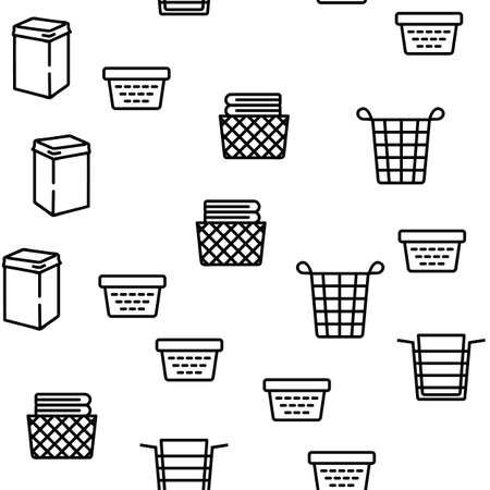 Laundry Hamper Basket Vector Seamless Pattern Thin Line Illustrationのイラスト素材