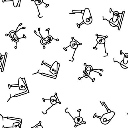 Exercise Bike Sport Vector Seamless Pattern Thin Line Illustrationのイラスト素材