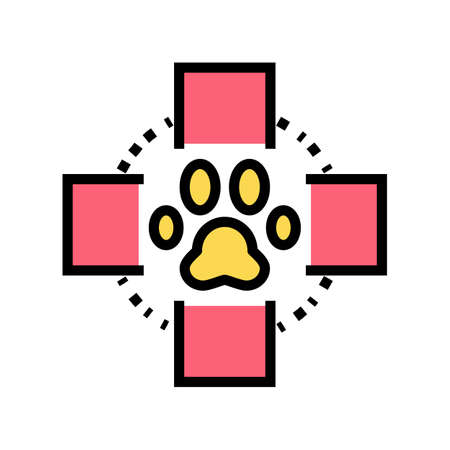 medical cross pet paw color icon vector. medical cross pet paw sign. isolated symbol illustrationのイラスト素材