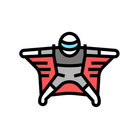 flying wingsuit sportsman color icon vector. flying wingsuit sportsman sign. isolated symbol illustrationのイラスト素材