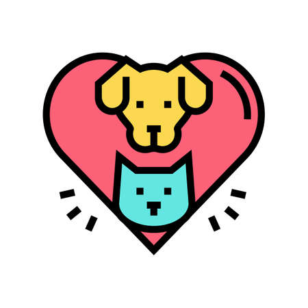 dog and cat heart color icon vector. dog and cat heart sign. isolated symbol illustrationのイラスト素材