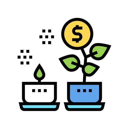 money growth plant color icon vector. money growth plant sign. isolated symbol illustrationのイラスト素材