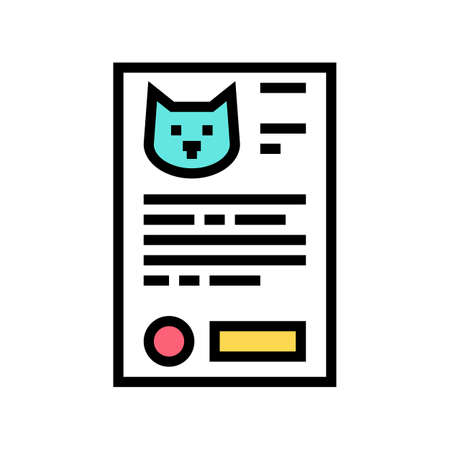 cat medical document color icon vector. cat medical document sign. isolated symbol illustrationのイラスト素材