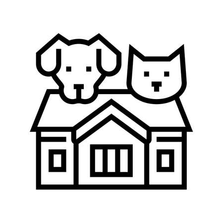 home for cat and dog line icon vector. home for cat and dog sign. isolated contour symbol black illustrationのイラスト素材