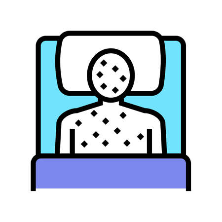 illness human with rash in bed color icon vector. illness human with rash in bed sign. isolated symbol illustrationのイラスト素材