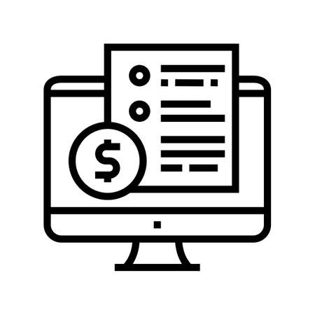 electronic agreement for buy house line icon vector. electronic agreement for buy house sign. isolated contour symbol black illustrationのイラスト素材