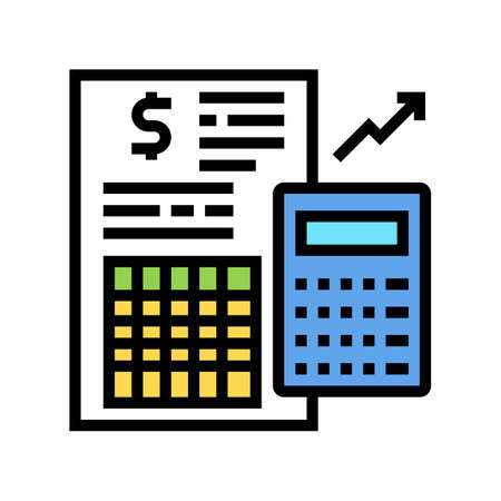 financial report calculator color icon vector. financial report calculator sign. isolated symbol illustrationのイラスト素材