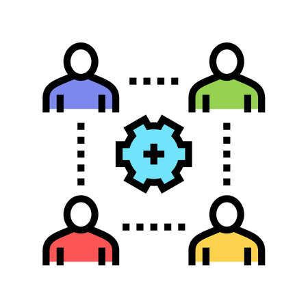 company employees working process color icon vector. company employees working process sign. isolated symbol illustrationのイラスト素材