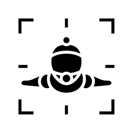 wingsuit sportsman make video glyph icon vector. wingsuit sportsman make video sign. isolated contour symbol black illustrationのイラスト素材
