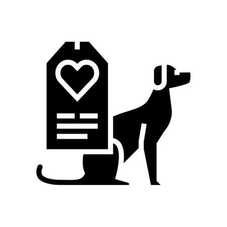 dog love label glyph icon vector. dog love label sign. isolated contour symbol black illustrationのイラスト素材