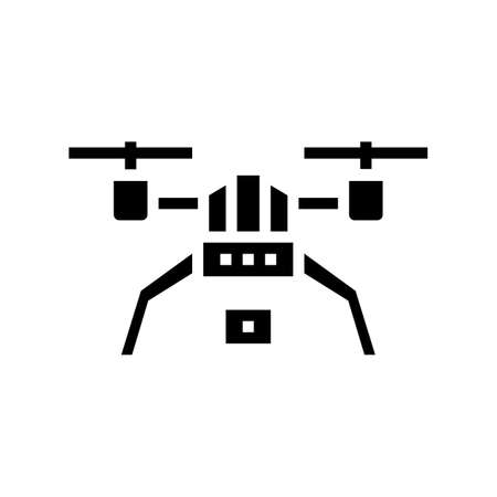 drone with photo camera glyph icon vector. drone with photo camera sign. isolated contour symbol black illustrationのイラスト素材