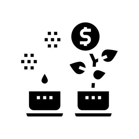 money growth plant glyph icon vector. money growth plant sign. isolated contour symbol black illustrationのイラスト素材