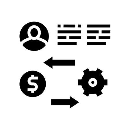 exchange money for work glyph icon vector. exchange money for work sign. isolated contour symbol black illustrationのイラスト素材