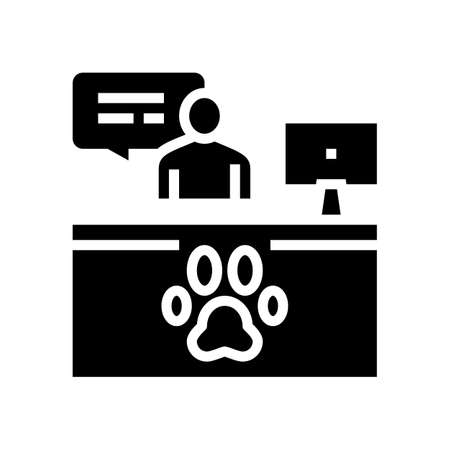 pet shelter worker workspace glyph icon vector. pet shelter worker workspace sign. isolated contour symbol black illustrationのイラスト素材