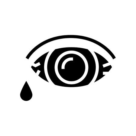 eye flowing tears glyph icon vector. eye flowing tears sign. isolated contour symbol black illustrationのイラスト素材