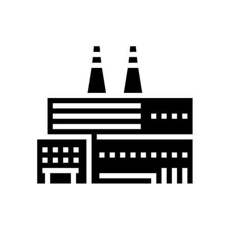 factory plant building glyph icon vector. factory plant building sign. isolated contour symbol black illustrationのイラスト素材