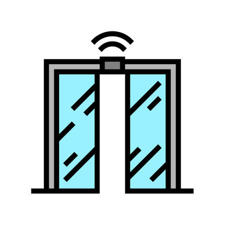 automatical open and close glass door color icon vector. automatical open and close glass door sign. isolated symbol illustrationのイラスト素材