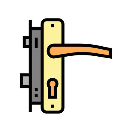 door handle and lock color icon vector. door handle and lock sign. isolated symbol illustrationのイラスト素材