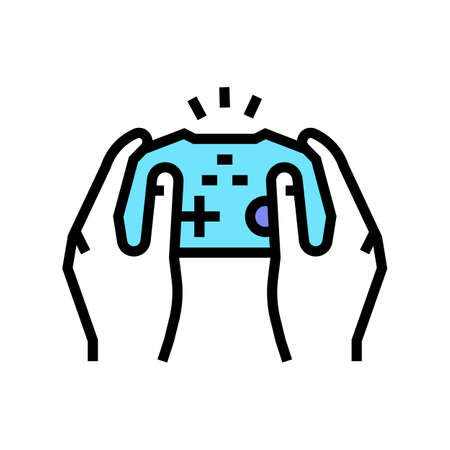 playing video game joystick color icon vector. playing video game joystick sign. isolated symbol illustrationのイラスト素材