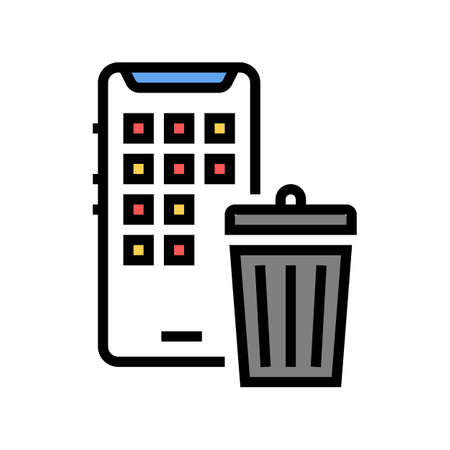 mobile phone trash bin color icon vector. mobile phone trash bin sign. isolated symbol illustrationのイラスト素材
