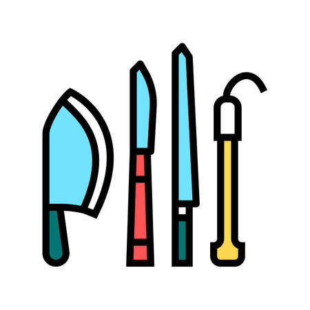 knives kitchen utensil color icon vector. knives kitchen utensil sign. isolated symbol illustrationのイラスト素材