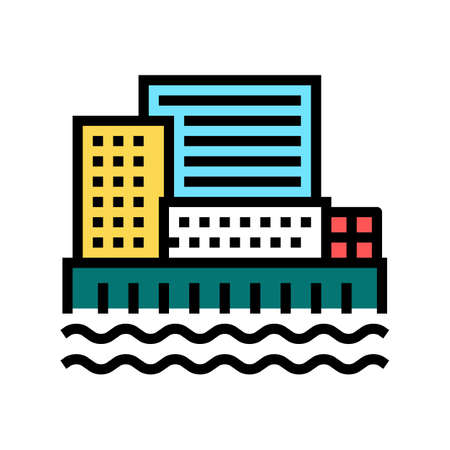 city port color icon vector. city port sign. isolated symbol illustrationのイラスト素材