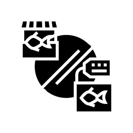 tuna market glyph icon vector. tuna market sign. isolated contour symbol black illustrationのイラスト素材