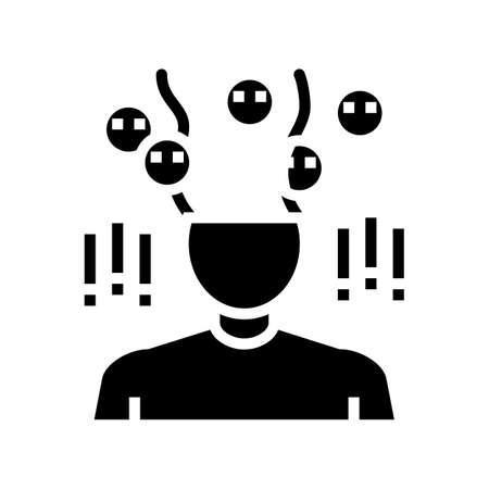 phobia psychological problems glyph icon vector. phobia psychological problems sign. isolated contour symbol black illustrationのイラスト素材