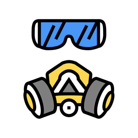 facial mask and respirator color icon vector. facial mask and respirator sign. isolated symbol illustrationのイラスト素材