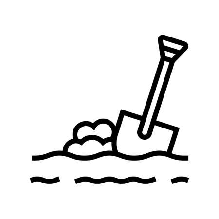shovel in ground line icon vector. shovel in ground sign. isolated contour symbol black illustrationのイラスト素材