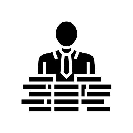 businessman coin heap glyph icon vector. businessman coin heap sign. isolated contour symbol black illustrationのイラスト素材