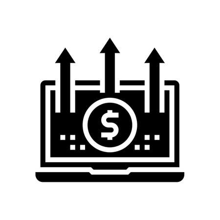 online investment laptop glyph icon. online investment laptop sign. isolated contour symbol black illustrationのイラスト素材