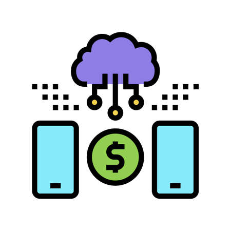 online financial phone application color icon vector. online financial phone application sign. isolated symbol illustrationのイラスト素材