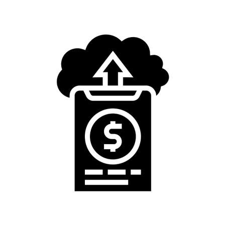 sending money electronic cloud glyph icon vector. sending money electronic cloud sign. isolated contour symbol black illustrationのイラスト素材
