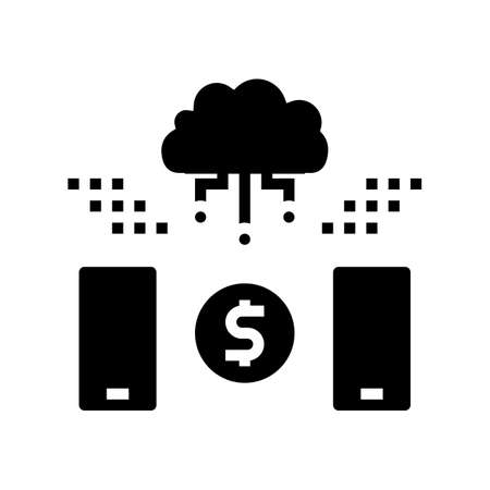 online financial phone application glyph icon vector. online financial phone application sign. isolated contour symbol black illustrationのイラスト素材