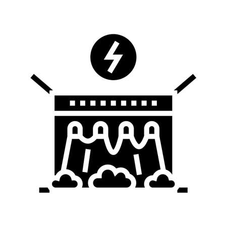 electrical dam glyph icon vector. electrical dam sign. isolated contour symbol black illustrationのイラスト素材