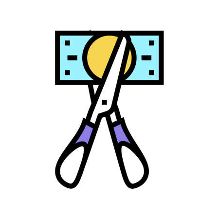 scissors cutting money banknote color icon vector. scissors cutting money banknote sign. isolated symbol illustrationのイラスト素材