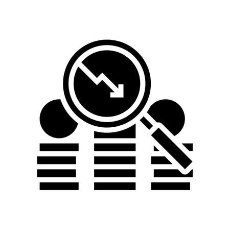 money coin research falling infographic glyph icon vector. money coin research falling infographic sign. isolated contour symbol black illustrationのイラスト素材