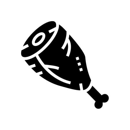 cooked animal leg glyph icon vector. cooked animal leg sign. isolated contour symbol black illustrationのイラスト素材