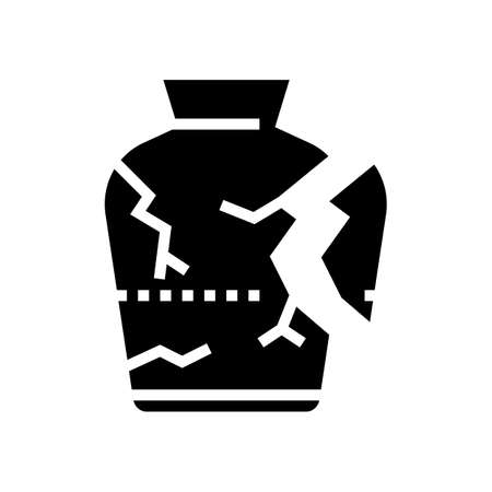 damaged vase glyph icon vector. damaged vase sign. isolated contour symbol black illustrationのイラスト素材