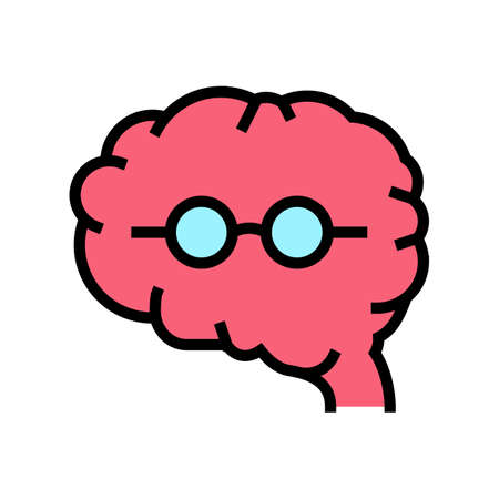 brain geek color icon vector. brain geek sign. isolated symbol illustrationのイラスト素材