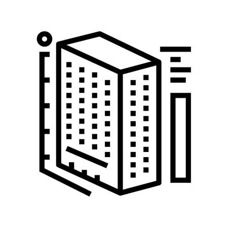building construction sizes modeling line icon vector. building construction sizes modeling sign. isolated contour symbol black illustrationのイラスト素材