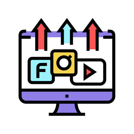 blog photo social pages promotion color icon vector. blog photo social pages promotion sign. isolated symbol illustrationのイラスト素材