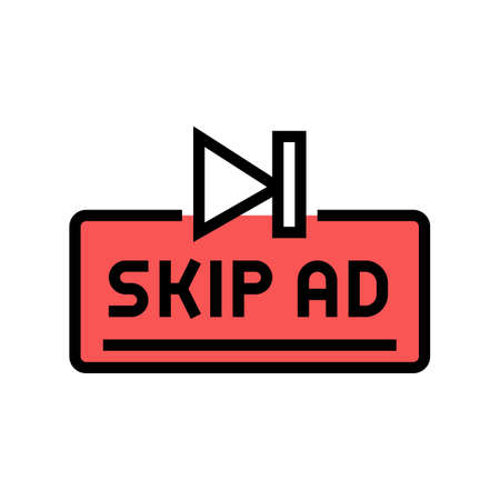 skip ad button color icon vector. skip ad button sign. isolated symbol illustrationのイラスト素材